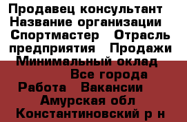 Продавец-консультант › Название организации ­ Спортмастер › Отрасль предприятия ­ Продажи › Минимальный оклад ­ 28 000 - Все города Работа » Вакансии   . Амурская обл.,Константиновский р-н